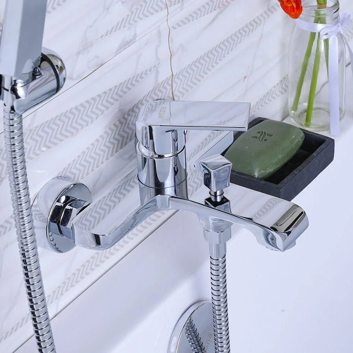 Milano Power Bath Mixer With Shower Set Silver 40x60cm