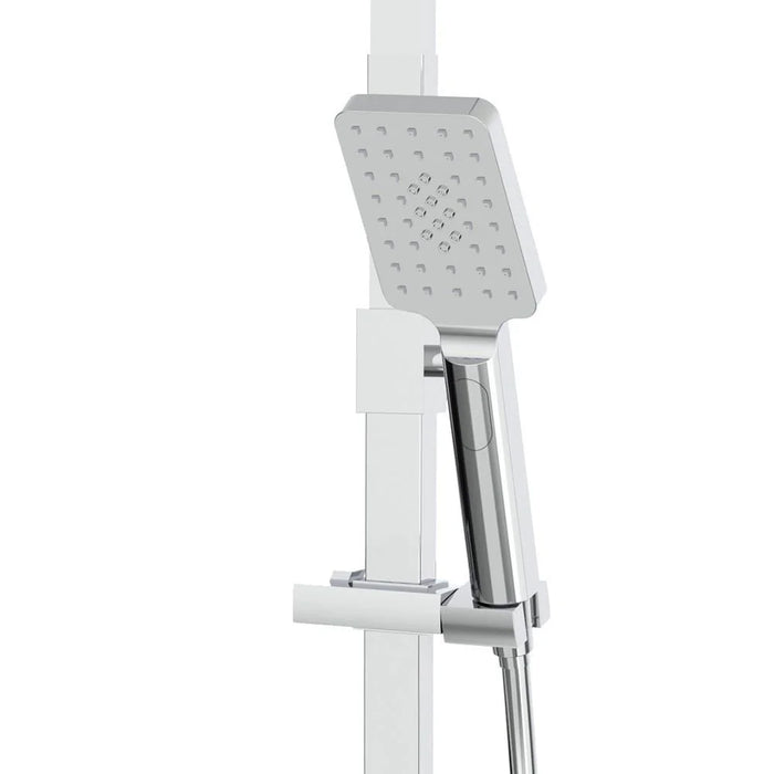 Danube Home Cube Bath Shower With Rod & Rain Shower Complete Set, Stainless Steel Rain Shower Complete Set With Rods Chrome