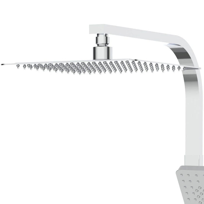 Danube Home Cube Bath Shower With Rod & Rain Shower Complete Set, Stainless Steel Rain Shower Complete Set With Rods Chrome