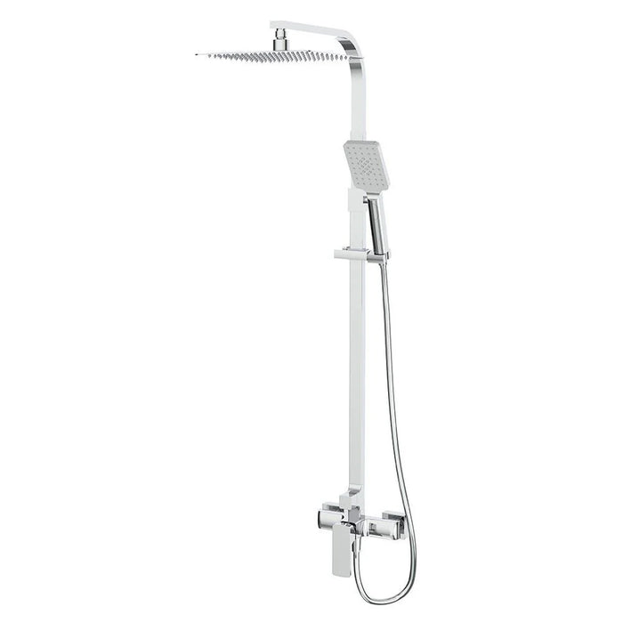 Danube Home Cube Bath Shower With Rod & Rain Shower Complete Set, Stainless Steel Rain Shower Complete Set With Rods Chrome