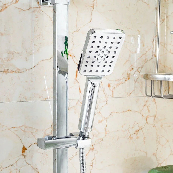 Milano Zion Rain Shower Column Complete Set - Chrome Finish Solid Brass Pressure Balancing Showerhead Mixer Wall Mounted Rainfall Shower System For Bathroom With Adjustable Handheld Shower