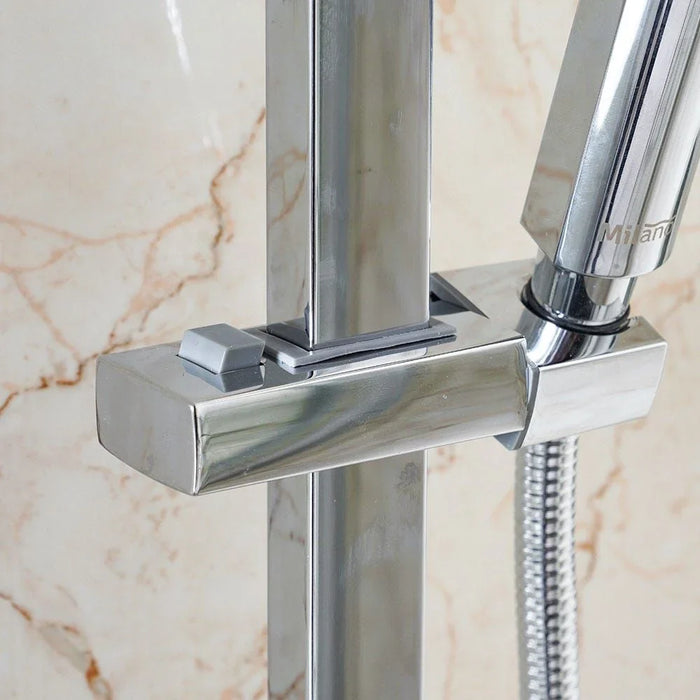 Milano Zion Rain Shower Column Complete Set - Chrome Finish Solid Brass Pressure Balancing Showerhead Mixer Wall Mounted Rainfall Shower System For Bathroom With Adjustable Handheld Shower