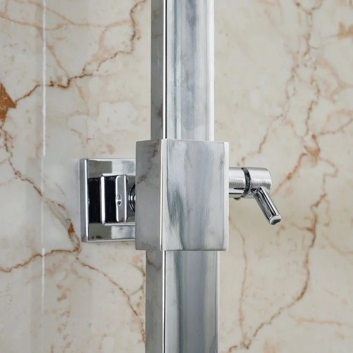 Milano Zion Rain Shower Column Complete Set - Chrome Finish Solid Brass Pressure Balancing Showerhead Mixer Wall Mounted Rainfall Shower System For Bathroom With Adjustable Handheld Shower