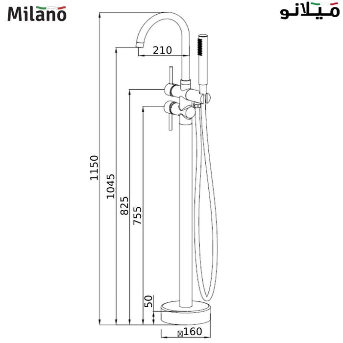 Milano Clarke Freestanding Bath Shower Mixer Matt Gold
