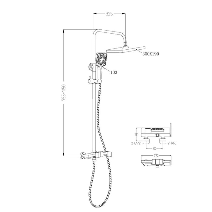 Milano Mila Rain Shower Mixer With Shower Set Chrome Made In China