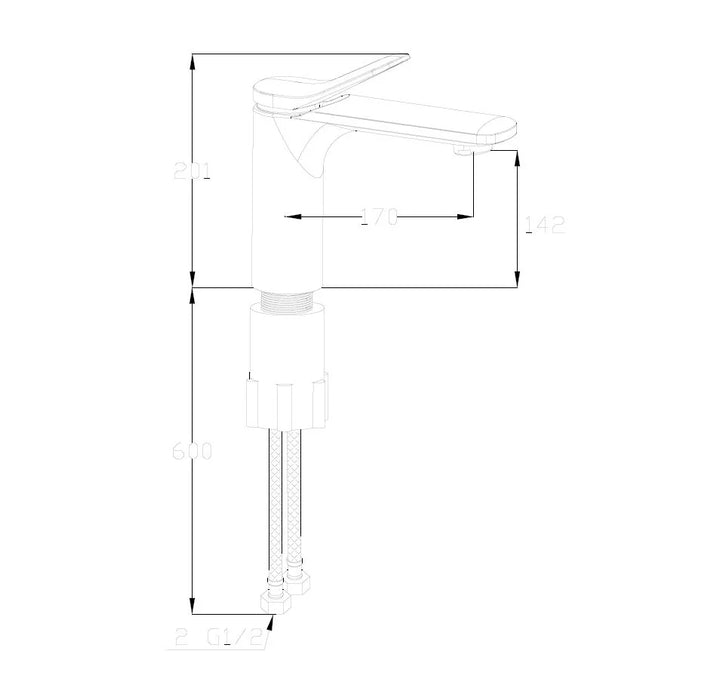 Milano Mita Basin Mixer With Pop Up Waste Brush Nickel