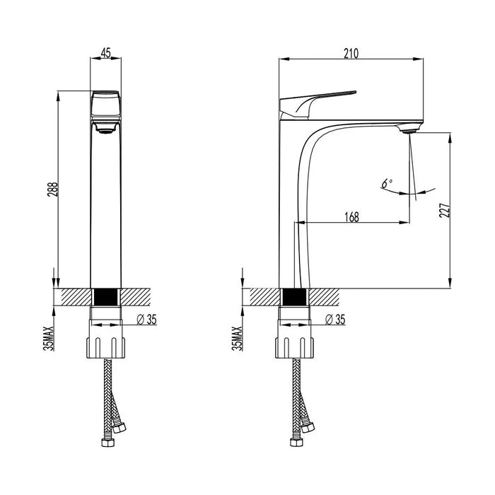 Milano Plus Brown Art Basin Mixer - Matt Black Sanitary Bath Mixer with Pop-Up Waste, Brass Construction, 7 Years Warranty, Stylish Design for Modern Bathrooms