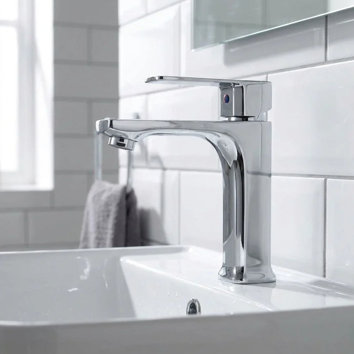 Milano Rocket Basin Mixer with Push Type Waste – Modern Chrome Bathroom Faucet with Durable Brass Body | Easy to Install, Elegant Design for Sink