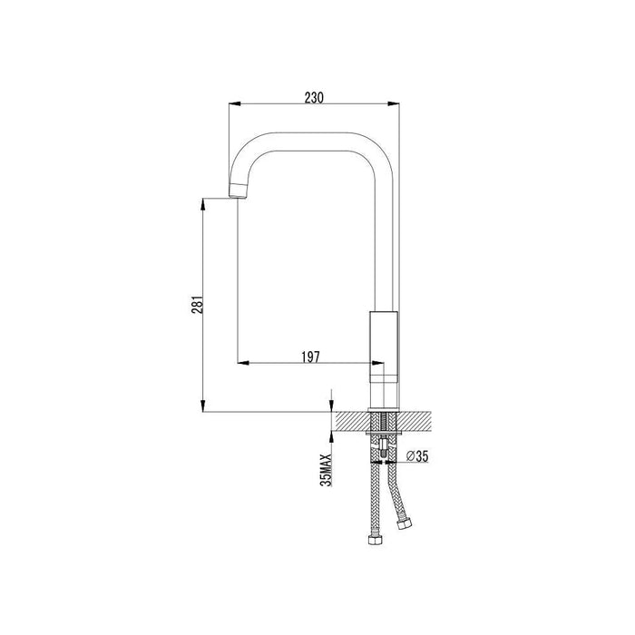 Milano Power Sink Mixer Silver 40x60cm