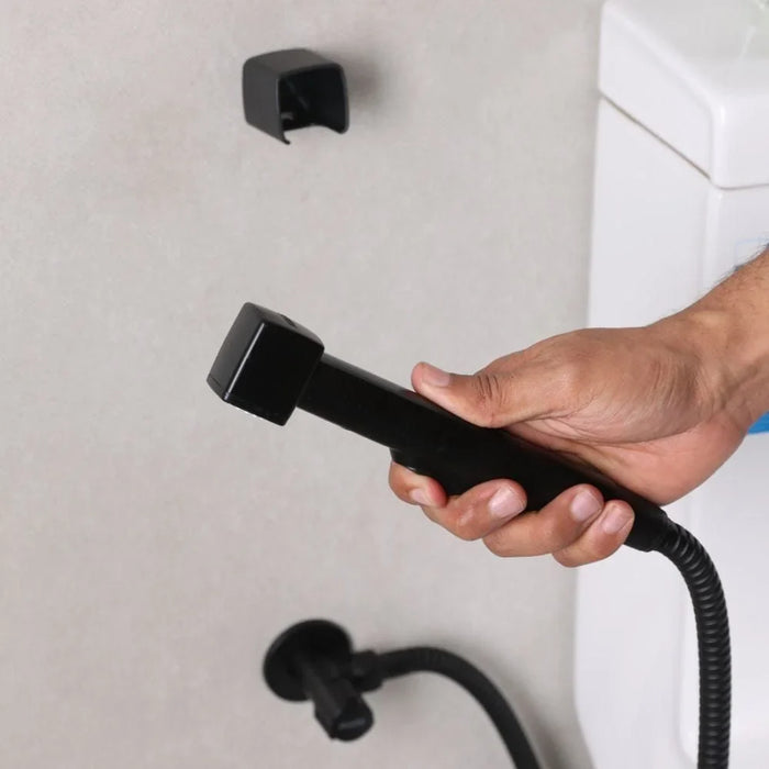 Square Shattaf Pvc Shattaf Handheld Bidet Sprayer With Hose For Toilets Bathroom Lavatory Black