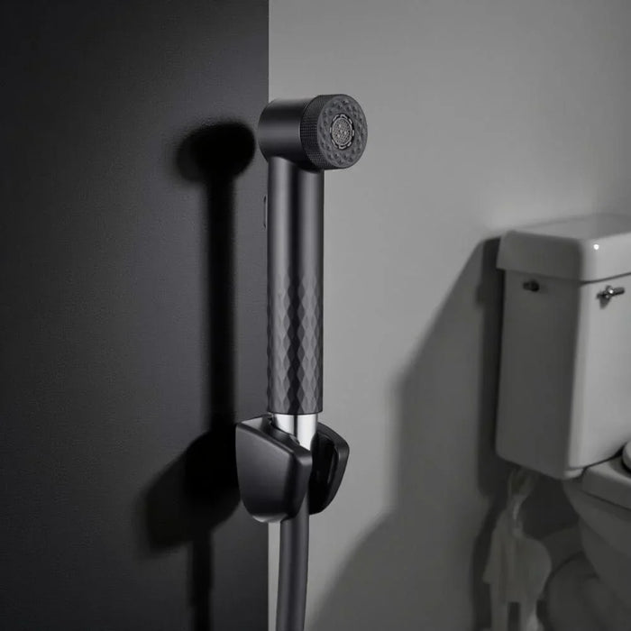Danube Home Milano Hana Shattaf Set Matt Black | Pvc Shattaf | No Leak Toilet Sprayer Handheld Bidet Spray For Bathroom Toilet Washroom - Black