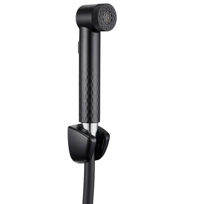 Danube Home Milano Hana Shattaf Set Matt Black | Pvc Shattaf | No Leak Toilet Sprayer Handheld Bidet Spray For Bathroom Toilet Washroom - Black