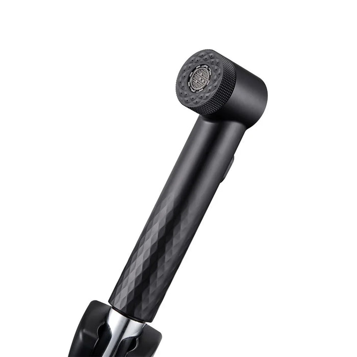 Danube Home Milano Hana Shattaf Set Matt Black | Pvc Shattaf | No Leak Toilet Sprayer Handheld Bidet Spray For Bathroom Toilet Washroom - Black