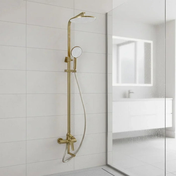 Milano Charming Rain Shower Panel - 3 Function Square Column Set in Matt Gold, Stainless Steel/Brass, DIY Installation, 7-Year Warranty, Elegant Indoor Shower Experience