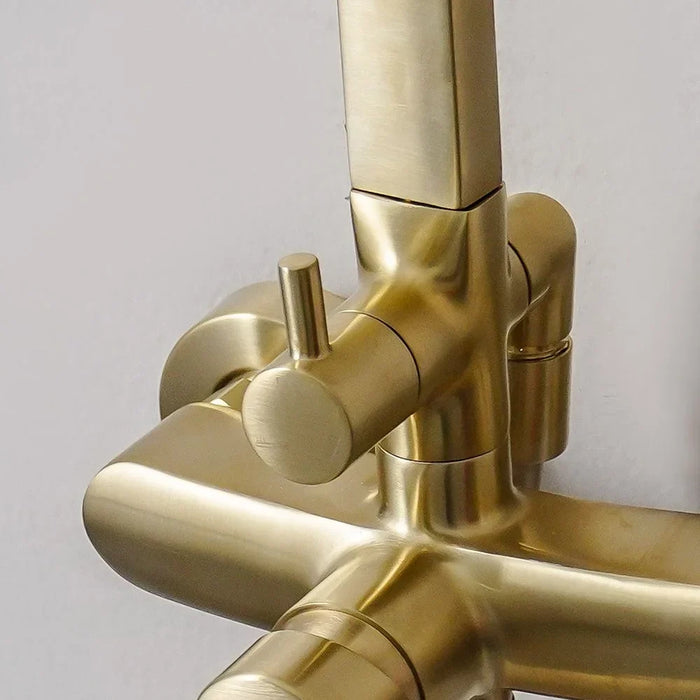 Milano Charming Rain Shower Panel - 3 Function Square Column Set in Matt Gold, Stainless Steel/Brass, DIY Installation, 7-Year Warranty, Elegant Indoor Shower Experience