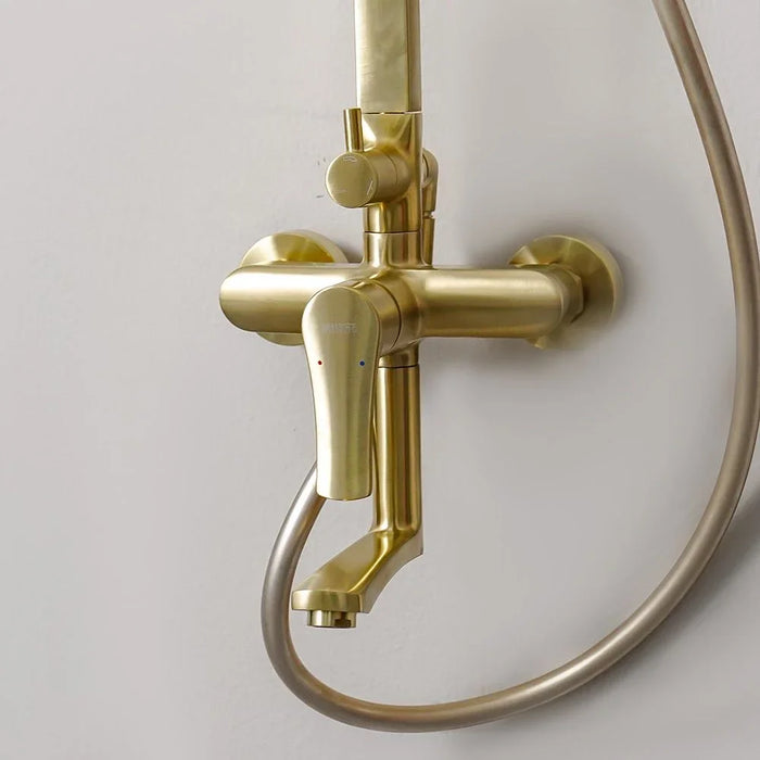 Milano Charming Rain Shower Panel - 3 Function Square Column Set in Matt Gold, Stainless Steel/Brass, DIY Installation, 7-Year Warranty, Elegant Indoor Shower Experience