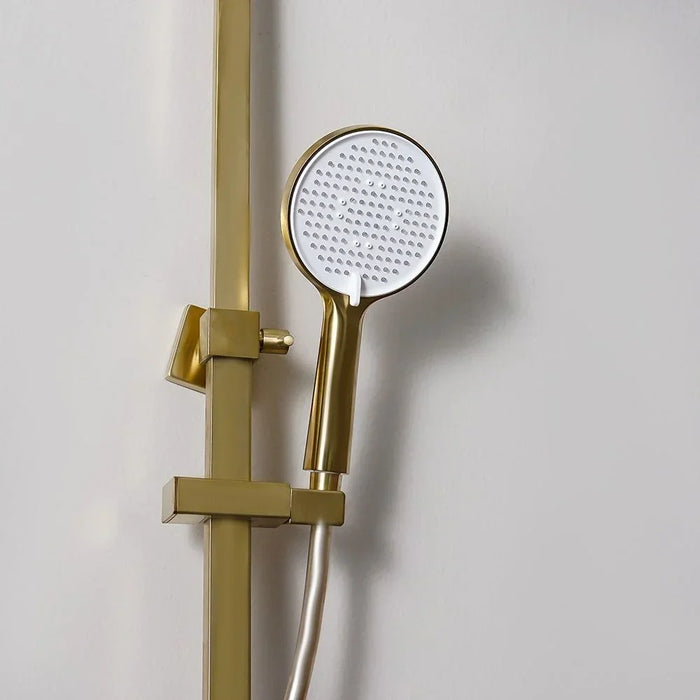 Milano Charming Rain Shower Panel - 3 Function Square Column Set in Matt Gold, Stainless Steel/Brass, DIY Installation, 7-Year Warranty, Elegant Indoor Shower Experience