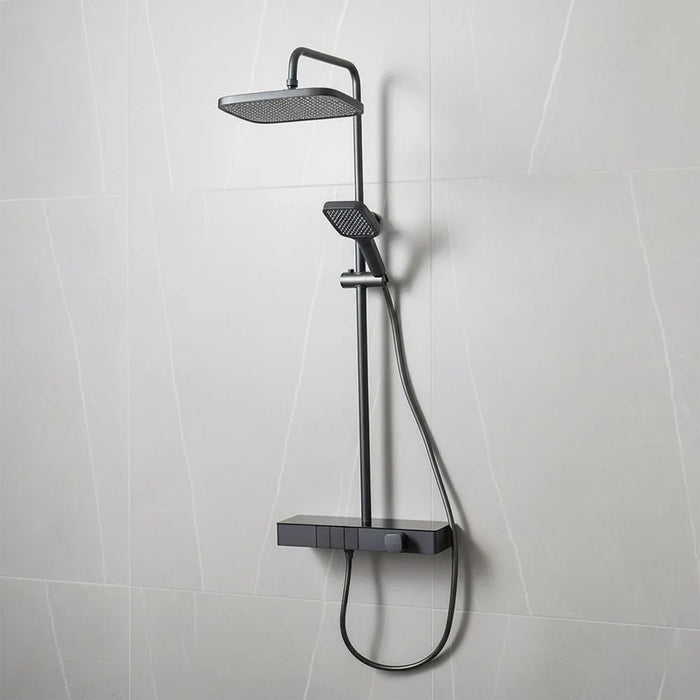 Milano Piano Plus Square Rain Shower Matt Grey | Stainless Steel Rain Shower | Rain Shower Set For Toilet Bathroom Washroom Shower Room - Matt Grey