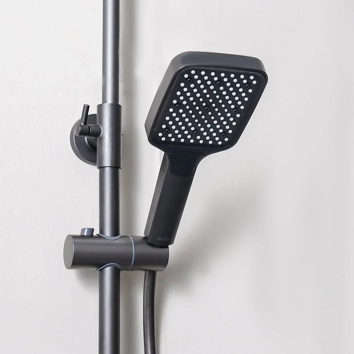 Milano Piano Plus Square Rain Shower Matt Grey | Stainless Steel Rain Shower | Rain Shower Set For Toilet Bathroom Washroom Shower Room - Matt Grey