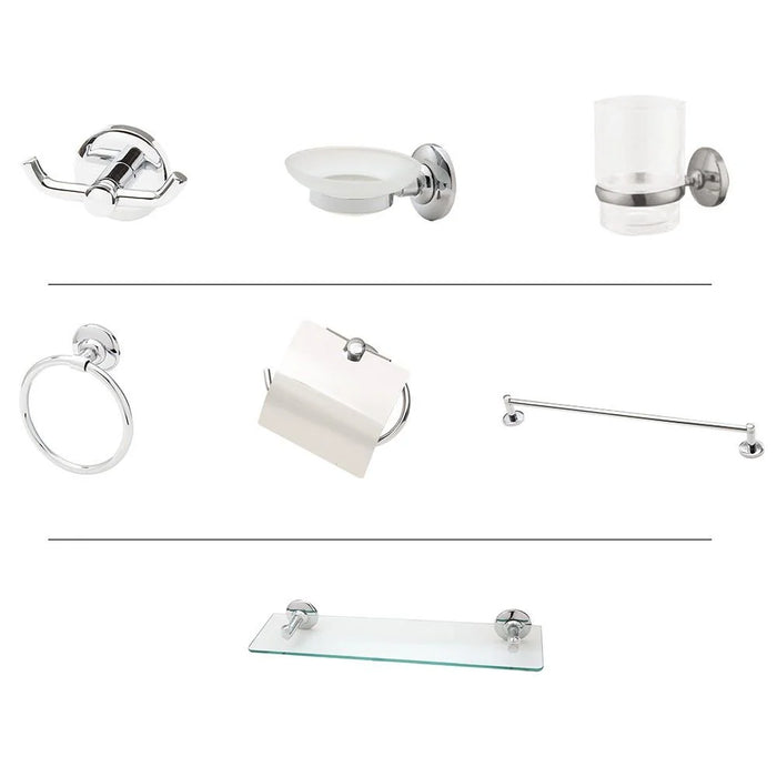 7-Piece Milano Classic Bathroom Accessories Set Silver/Clear
