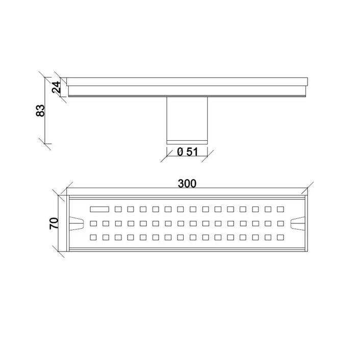 Florence Long Floor Drain Rectangle Stainless Steel Rectangular Valves And Floor Drains For Bedroom - 304 300X70X90Mm-Made In China