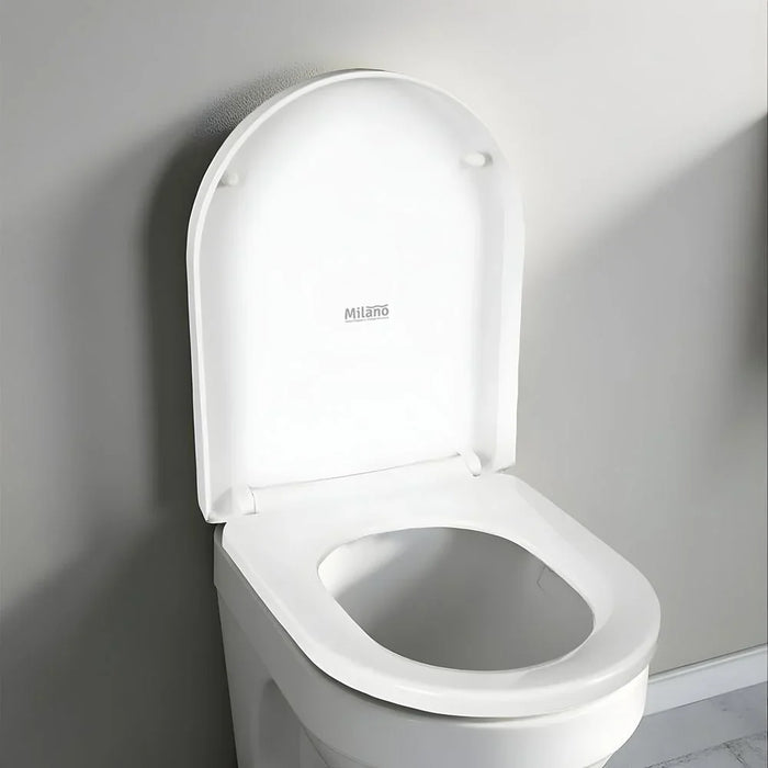 Milano Delux Wc Slow Down Seat Cover - White Finish Durable Acrylic Soft Close Toilet Lid Wc Accessories For Modern Bathroom Fits With Standard Water Closet - (37X45X5Cm)