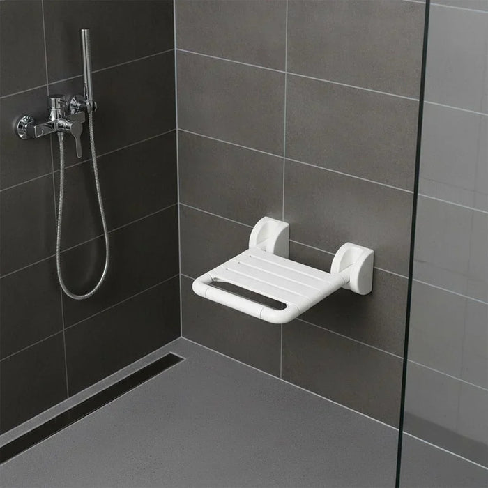 Milano Folding Shower Seat White HSD-G9008, Acrylic Wall Seat For Bathroom Safety And Comfort