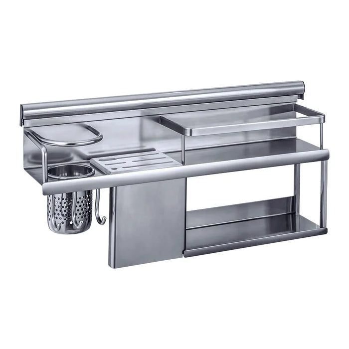 Milano Luxe Duoline Kitchen Rack Pro BM030 - Sanitary Stainless Steel, Grey, 28x61x15 cm, 2 Kg, DIY Kitchen Storage Solution, 1 Year Warranty - Ideal for Modern Kitchens
