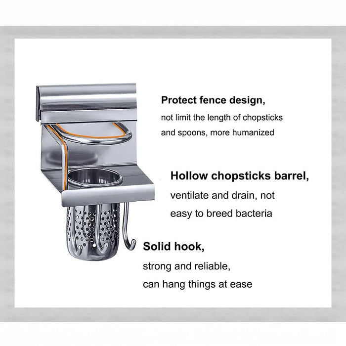 Milano Luxe Duoline Kitchen Rack Pro BM030 - Sanitary Stainless Steel, Grey, 28x61x15 cm, 2 Kg, DIY Kitchen Storage Solution, 1 Year Warranty - Ideal for Modern Kitchens