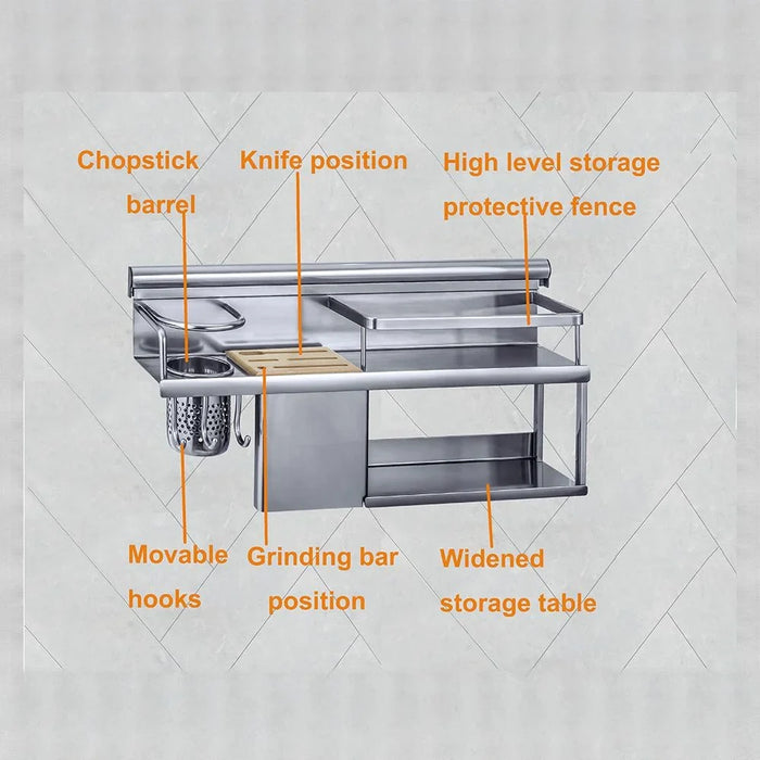 Milano Luxe Duoline Kitchen Rack Pro BM030 - Sanitary Stainless Steel, Grey, 28x61x15 cm, 2 Kg, DIY Kitchen Storage Solution, 1 Year Warranty - Ideal for Modern Kitchens