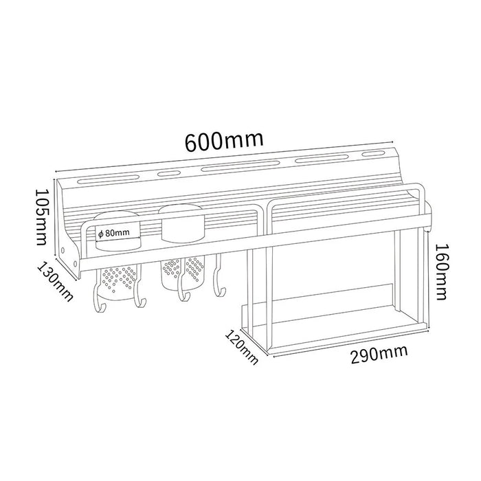Milano Luxe Duoline Kitchen Rack - Sanitary Stainless Steel, Grey, DIY Design, 28x61x15 cm, 1.3 kg, 1 Year Warranty - Ideal Kitchen Storage Solution