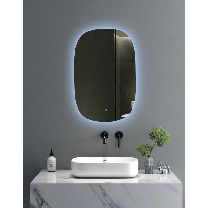 Milano Led Mirror With Touch Switch 600 X 900Mm Hs16370 Glass Led Mirror Vanity Mirror With Lights Bathroom Mirror Wall Mounted For Toilet Bathroom Washroom Shower Room - Mirror