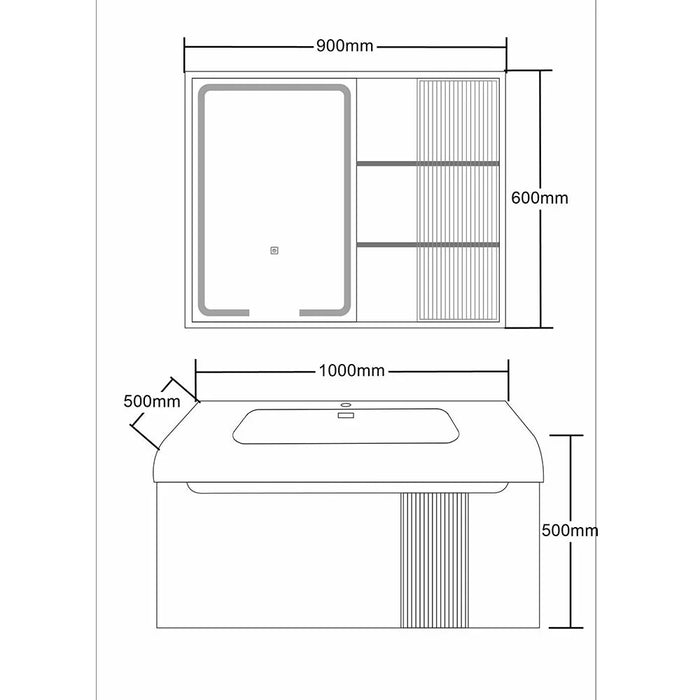 Milano Jelen Vanity With Mirror & Cabinet (2Pcs/Set) (100X500X500) Cm - Off-White Finish| Single Basin Wooden/Pvc Sink Cabinet Compact Storage Cabinet For Modern Bathroom