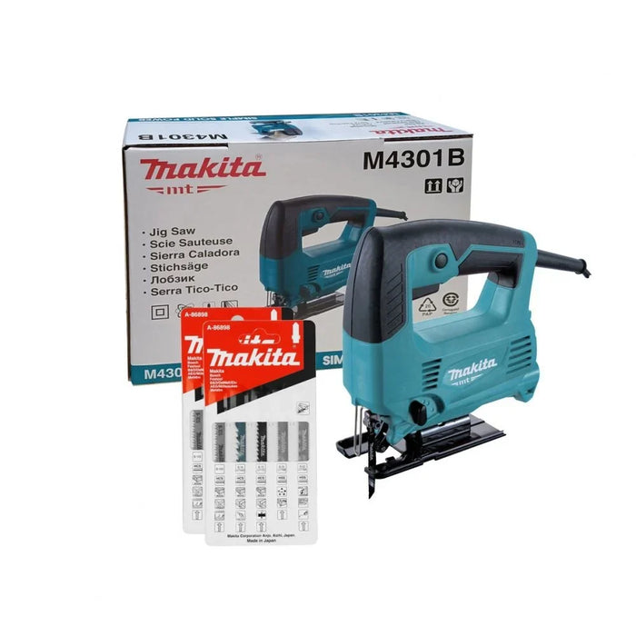 MT Blue Series Jig Saw 450W M4301B-Combo with Free 2X Jigsaw Blade Set - Durable Metal Cutter, Self Installation, 1 Year Warranty - Ideal for Hardware Projects!