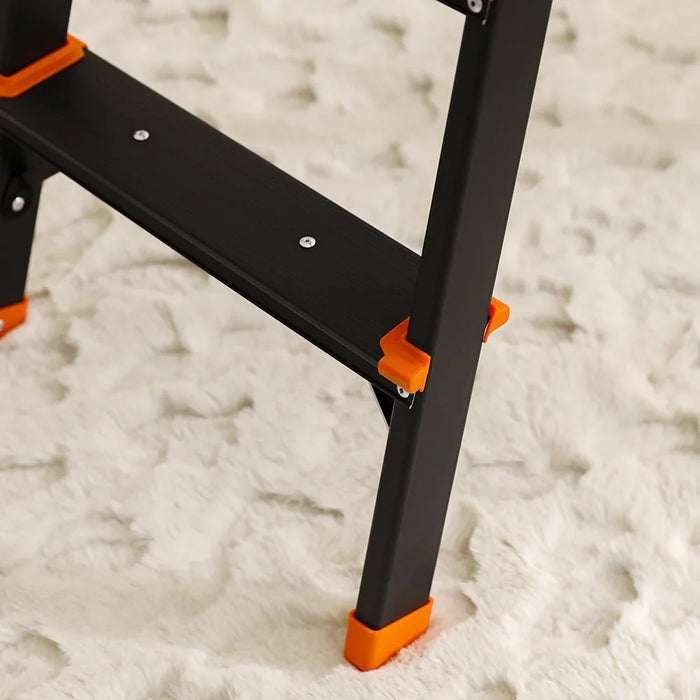 Milano Arnold 4-Step Household Ladder - Lightweight Aluminum Step Stool for Indoor & Outdoor Use - R16004 Black/Orange - Easy to Use, No Installation Required