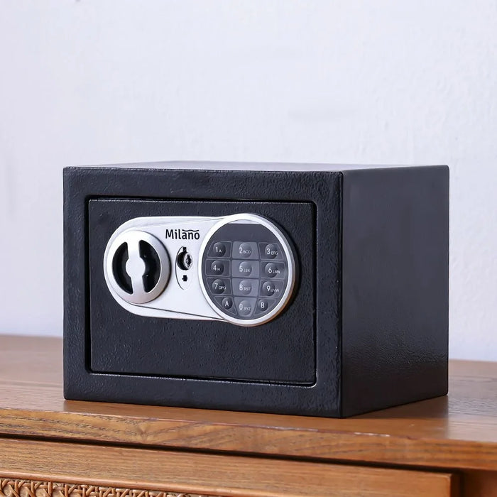 Milano James Safe 3L Silver Digi Panel Alloy Steel Electronic Digital Security Safe For Homes, Offices, Hotels L17Xw23Xh17Cm - Black