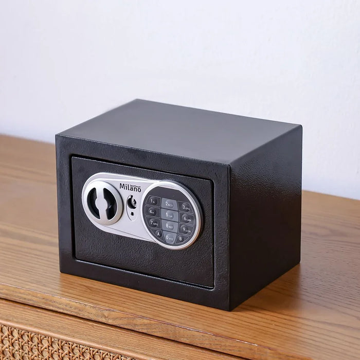 Milano James Safe 3L Silver Digi Panel Alloy Steel Electronic Digital Security Safe For Homes, Offices, Hotels L17Xw23Xh17Cm - Black
