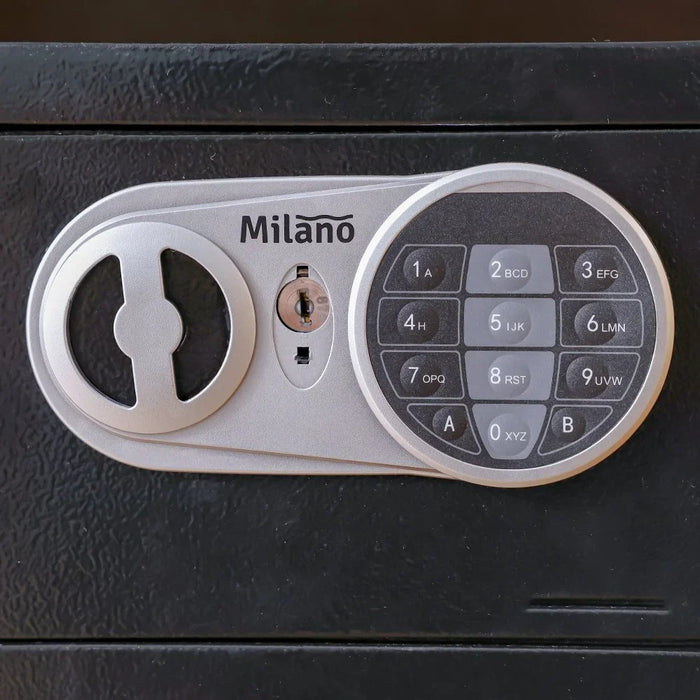 Milano James Safe 3L Silver Digi Panel Alloy Steel Electronic Digital Security Safe For Homes, Offices, Hotels L17Xw23Xh17Cm - Black