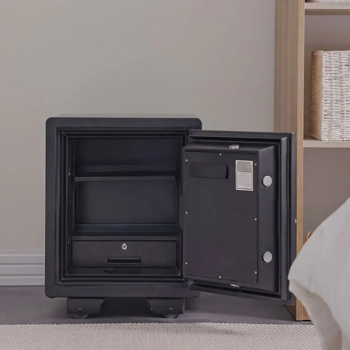 Milano Fireproof Safe with Fingerprint Lock - 600x480x470mm, Alloy Steel, 92kg, 1 Year Warranty, Secure Storage for Valuables, No Installation Required, Black