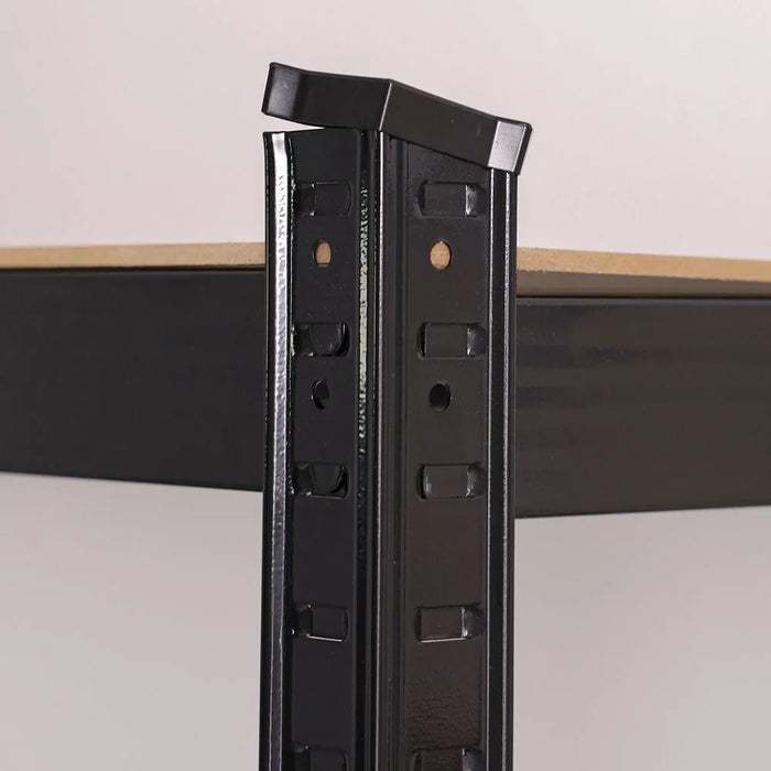 Milano 4 Layer Steel Shelf with MDF Board - Heavy Duty Black Steel Storage Rack (120x45x180 cm) - 250kg Capacity - Ideal for Home & Office Organization