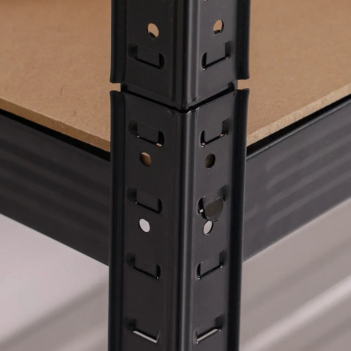 Milano 4 Layer Steel Shelf with MDF Board - Heavy Duty Black Steel Storage Rack (120x45x180 cm) - 250kg Capacity - Ideal for Home & Office Organization