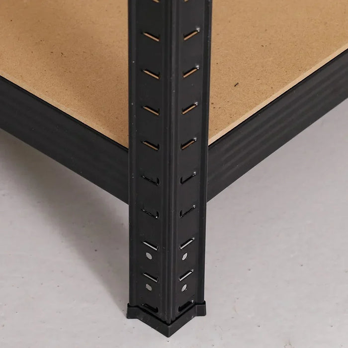 Milano 4 Layer Steel Shelf with MDF Board - Heavy Duty Black Steel Storage Rack (120x45x180 cm) - 250kg Capacity - Ideal for Home & Office Organization