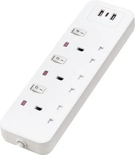 Milano 3M Extension with USB Ports, White
