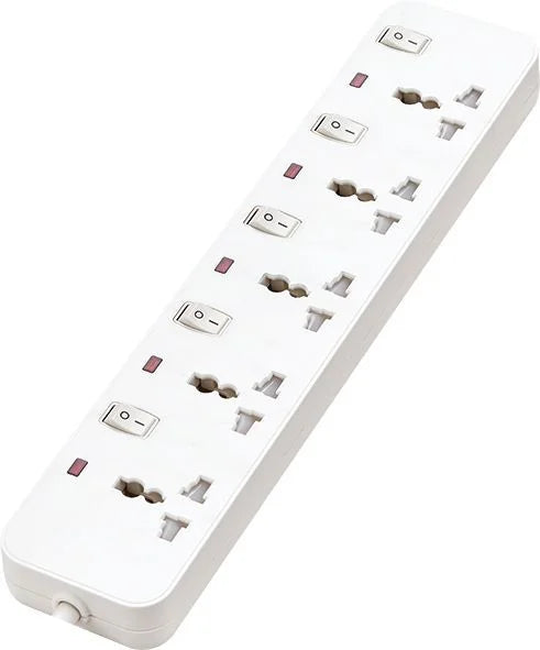 Milano 3m Extension Cord With 5 Universal Sockets ML-275, White Copper And PC Power Strip