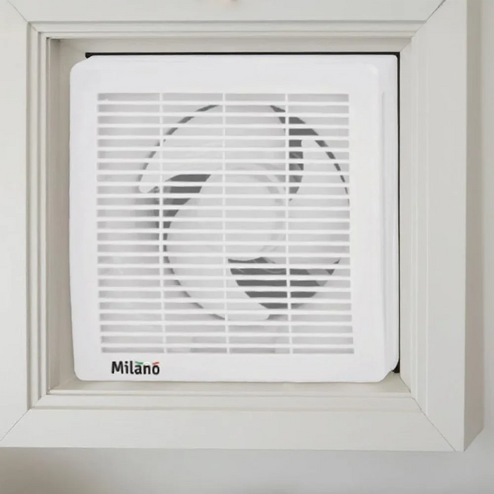Milano Valentino 6" Auto Shutter Exhaust Fan - White Durable Pp Plastic Low Noise Household Exhaust Fans Powerful Ventilation Fan For Home, Kitchen, Bathroom, Garage, & Warehouse - 23X22.3X18Cm