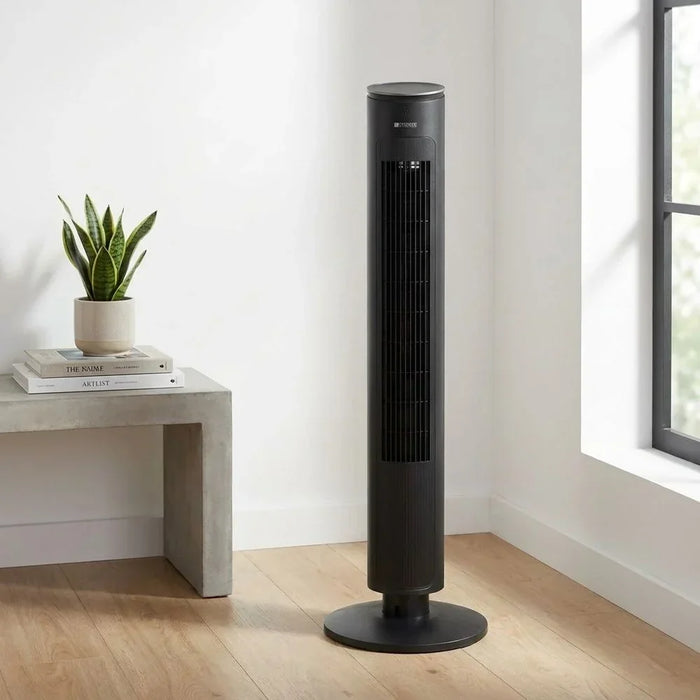 Milano Aero Luxe Tower Fan, Black, For Home Office