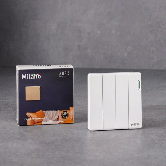 Milano 10A 4G 1W Switch Electrical Switches Sockets Outlets For Home Appliances Office Hotel Conventional Construction Project Aura Wh