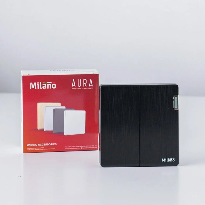 Milano 10A 2G 1W Switch Electrical Switches Sockets Outlets For Home Appliances Office Hotel Conventional Construction Project Aura Blk