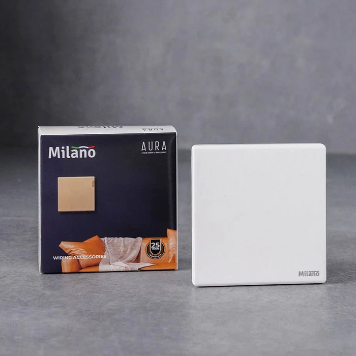Milano Blank Plate Aura White Single Cover Plate Wall Panel