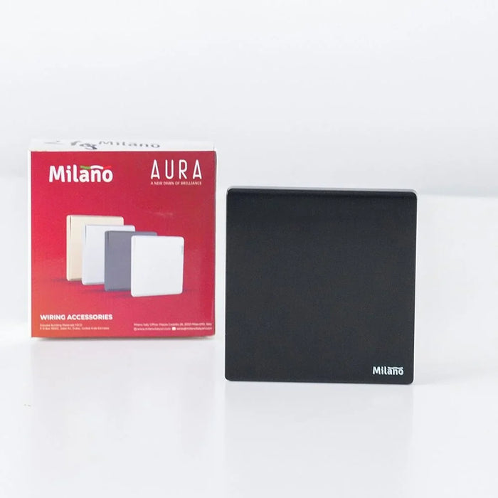 Milano Single Blank Plate Aura Black